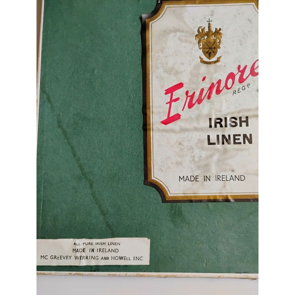 VTG Erinore Pure Irish Linen Napkins Set 8 Boxed NOS Hand Drawn Threads 17.5"